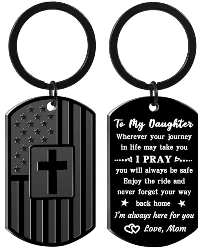 Image of Gifts for Daughter from Mom, Teen Girl Gift Keychain, Remember I Love You Keychain for Birthday Christmas Valentines Day Graduation Inspirational