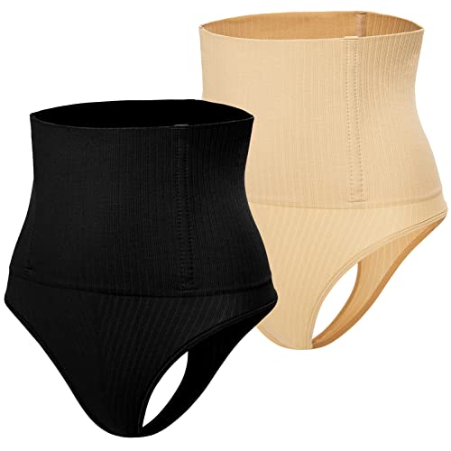 SEAUR Pack 2 Tanga Braga Moldeadora Invisible Shapewear Adelgazante Levanta Glúteo Braguita Elástico Vientre Plano Cover
