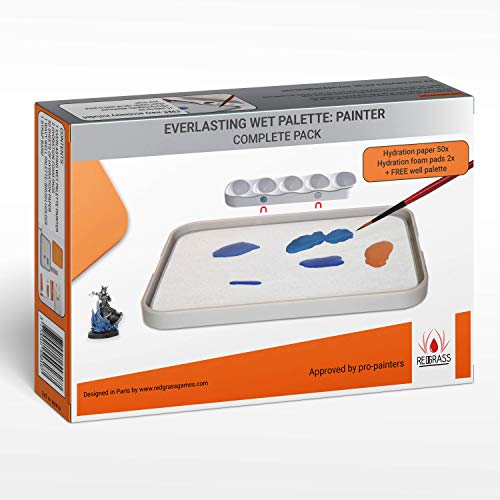 Redgrassgames Everlasting Wet Palette - Painter - 50 Sheets/2 Foam/Wavy - Complete Pack - The Original Wet Palette for Miniature Painting, Approved by Pro Painters