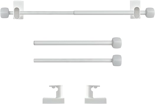 Magnetic Curtain Rods for Metal Doors，No tools required Easy to use,Multi-Use Adjustable Appliance for Windows Iron Steel Places,Kitchen and bathroom supplies,09-16 Inch，2 Pack,White