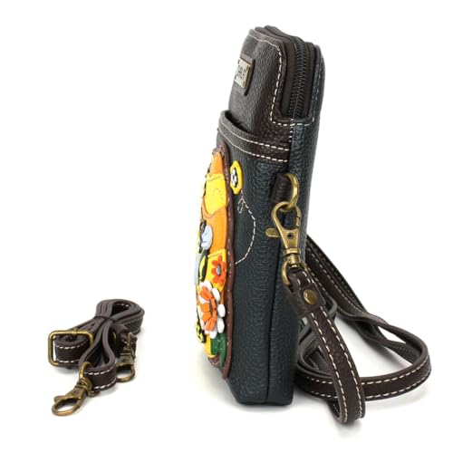 Image of CHALA Garden Animal Collection Cell Phone Crossbody Purse-Women PU Leather /Canvas Multicolor Handbag with Adjustable Strap