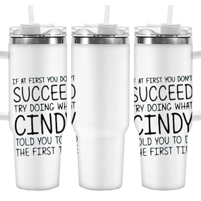 1pc 40oz Cindy Quote Tumbler, Double Wall Vacuum Insulated Travel Mug, Spill Proof Lid, Gift for Dad, Mom, Ideal for Christmas, Mother's Day, Birthday Gift, Coffee Cup