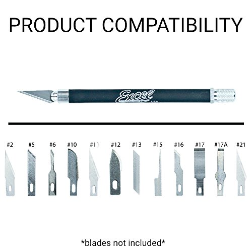 Soft Grip Hobby Knife, Excel Blades K18 with Safety Cap, American Made Light Duty Craft Knife (Black) thumbnail 5