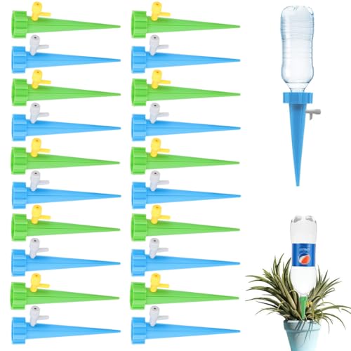GNHG 20 Piezas Sistema de Riego Automático Kit para Jardín Bonsáis Dispositivos De Riego De Plantas Ajustables con Válvula de Control de Interruptor Sistema de Riego en Vacaciones (24 Piezas)