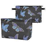 susiyo Blue Purple Butterflies Purse Bag Organizer Insert with Multi-pocket, Handbag and Tote Bag In