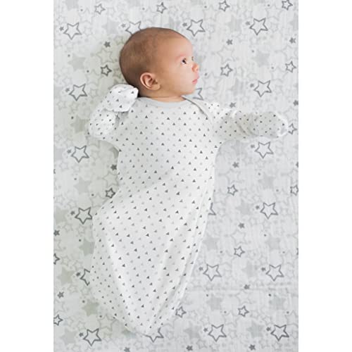 Image of SwaddleDesigns Softest Cotton Baby Pajama Gown with Foldover Mitten Cuffs for Infant Boy and Girl, Newborn, 0-3 Months