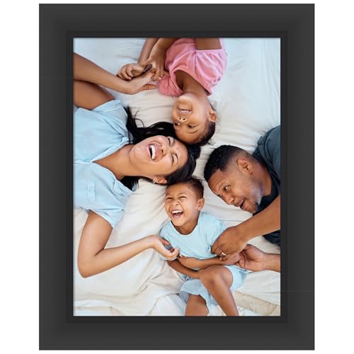 Amanti Art 18x24 Picture Frame, Sloped Black Wood Framing for your Wedding Photos, Family Pictures, Diploma, Certificate, Kids Art Gift for Mom or Poster Wall Decor