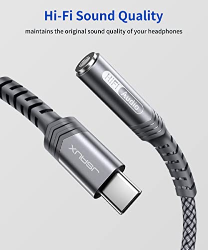 Usb Type C To 3.5Mm Female Headphone Jack Adapter, Jsaux Usb C To Aux Audio Dongle Cable Cord Compatible With Samsung Galaxy S23 S23+ S23 Ultra, S22 S21 S20 Plus/Ultra, Ipad Pro, Macbook, Pixel (Grey) #TOP4