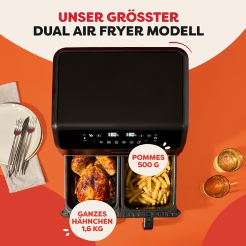 Instant Pot – Vortex Dual Black Heißluftfritteuse – Groß 8 l, Familiengröße, zweifach, 2 4-l-Körbe, 8 in 1 – Dörren, Grillen, Backen… – Ansicht 3