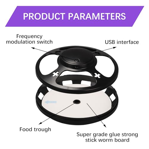 Longzhuo Floh Falle für Home Omnidirectional Floh Catcher mit 2 Klebstoff Pads & 2 Lichtmodi, sichere Indoor Schädlingsbekämpfung für Schlafzimmer, Wohnzimmer & Küche (schwarz)