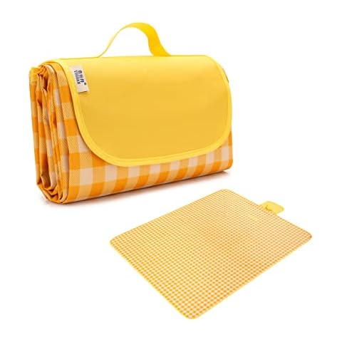 Picnic Mat 57''x79'' Foldable Blanket Beach Mat Sandproof and Waterproof Striped Handy Outdoor Lawn Blanket Cover