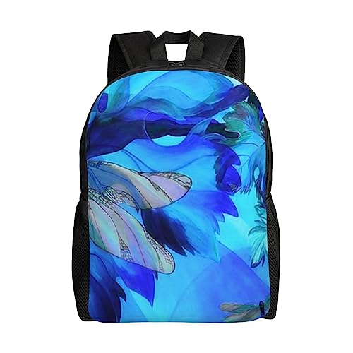 Sac à dos imprimé libellule bleu artistique pour travail et plein air
