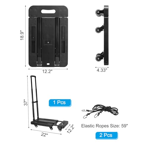 Carretilla plegable PATIKIL carga 440 lb negra miniatura 2