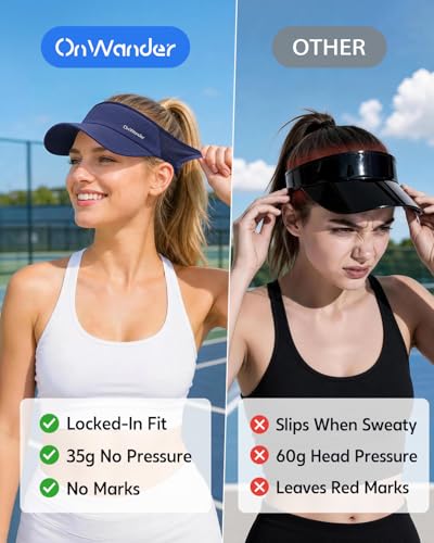 Image of Sport Sun Visor Hat for Women Men - Lightweight Stretchy Polyester Spandex Quick Dry Sweatband Wrinkle Resistant