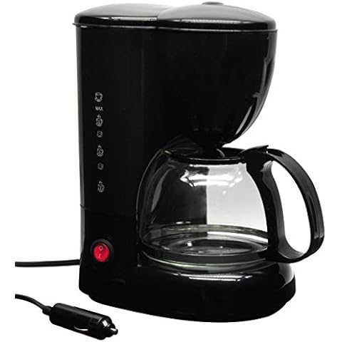 RoadPro RPSC785 12-Volt Coffee Maker with Glass Carafe Reusable Filter 20oz Capacity, Black Cover