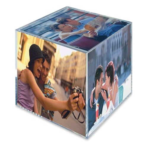 Lucite desktop cube photo frame for 6 photos - 3.5x3.5