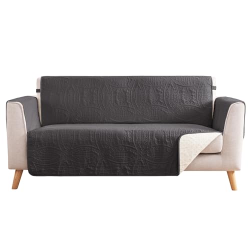 Image of Soft Gray Loveseat Covers for 2 Cushion Couch, Water-Repellent Slip Covers for Sofa, Machine Washable Love Seat Quilted Couch Covers, Pet Friendly Loveseat Slipcovers (Loveseat 56 inch, Gray)