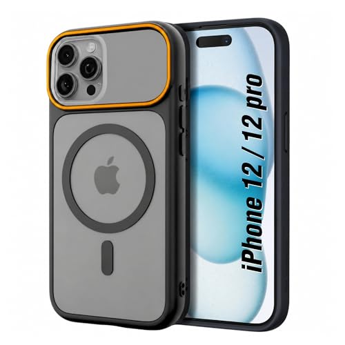 Image of AIBEX Protective Case for iPhone 12 / iPhone 12 Pro|Slim Protective Back Cover with Camera Lens Protection, Strong Magnetic Support & Anti-Slip Grip | Military Grade Drop Protection - Black