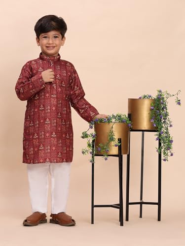 Image of Pro-Ethic Style Developer Boys Heavy Cotton Printed Kurta and Pajama Set for Kid's Ethnic Wear (S-280)