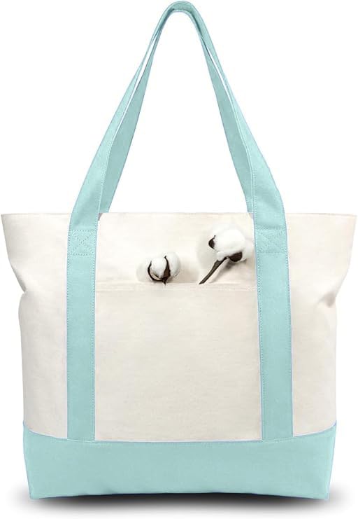 Image of 19x15 Inch Large Canvas Tote Bag | 100% Organic Reusable 330 GSM Cotton Handbag With Zipper Closure and Front Pocket for Shopping, Daily Use, Travel, Grocery, Gifting, Office and Storage