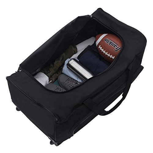 Jetstream Heavy Duty Large Sports Gym Equipment Travel Wheeled Roller Duffel Bag 28 Inch (Black)