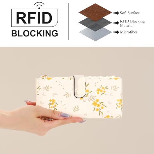 Image of Floral Wallet Women Bifold Long Wallets RFID Blocking Card Holder Wallets