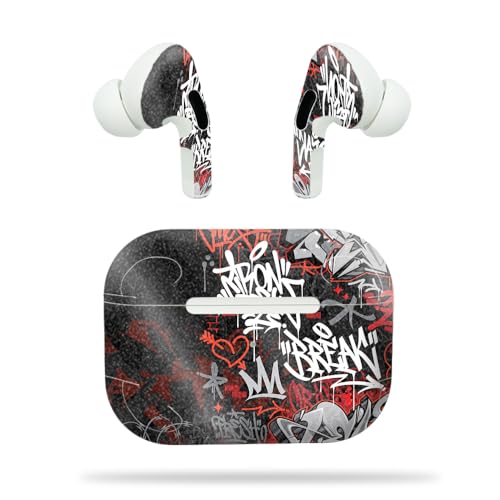 Glossy Glitter Headphone Skin Compatible with Apple AirPods Pro - Red Tag - Premium 3M Vinyl Protective Wrap Decal Cover - Easy to Apply | Crafted in The USA by MightySkins