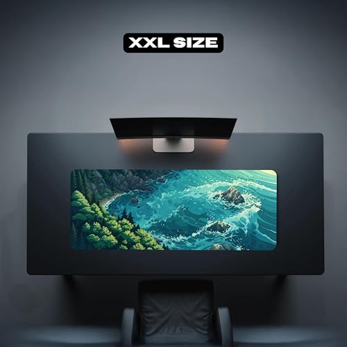 Image of Lofi Pixelart Coast Premium Desk Mat | Anti-Skid | Anti-Slip | 60 x 28 cm | Laptop Mat for Work from Home /Office /Gaming- Extended Mouse pad and Keyboard Desk mat