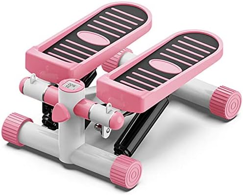 HUHJYUGE Step Fitness Machine, Mini Exercise Stepper, Portable Stair Stepper, with LCD Monitor Resistance Bands and Floor Mat, for Home Office Workout, 100kg Weight Capacity (Pink)