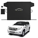 Cosyzone Windshield Cover for Ice and Snow, XL Size (Black)-600D Oxford Fabric Weatherproof for Winter, Includes Anti-Theft Straps&Storage Bag, Fits Most Cars, Trucks, Vans, SUVs(70.86 x 51.2 inches)