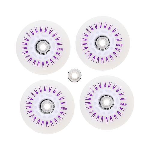 BCOATH 4pcs Light up Roller Skate Wheels Skates Wheel Replacement Glowing Wear-resistant Pu Material for Boys and Girls