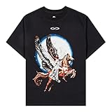 NSW Essential Pegasus Soaring Oversized Womens Short Sleeve Shirt (Off Noir/White) Size Large