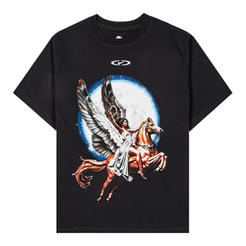 NSW Essential Pegasus Soaring Oversized Womens Short Sleeve Shirt (Off Noir/White) Size Large