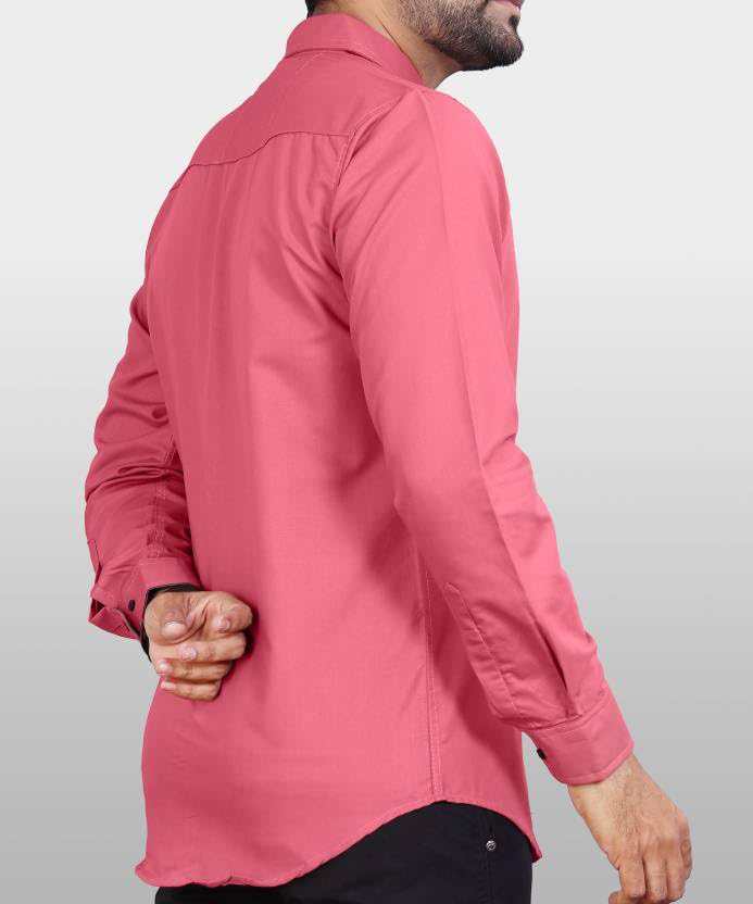 Image of CB-COLEBROOK Men's Regular Fit Solid Soft Touch Cotton Casual Shirt with Pocket Design with Spread Collar & Full Sleeves (Available in Plus Size)