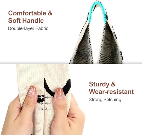 Image of Street27 Japanese Style Wrist Handbag for Women Knitted Handbag With Bow Decor Aesthetic Crochet Knit Tote Bag suitable for daily use, Shopping, Travel, Gift