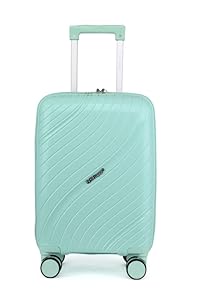 Fly Kite Luggage Carry On Cabin Suitcase 50 x 33 x 19 cm, 18 inch - 100% Polypropylene Hard Shell Aluminium Trolley Handle Real TSA Secure Lock 3 Digit 360° Smooth Detachable Wheels Light Green