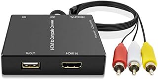 Dingsun HDMI to RCA Converter Compatible for Fire Stick, HDMI to AV Converter Adapter Compatible for Old TV, Amazon Fire Stick/Roku Stick/DVD Players/Xbox/PS3/Support 1080p, PAL/NTSC