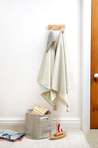 Image of Pehr Stripes Away Hooded Towel - Sea, Multi