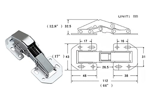 Hidden Cabinet Hinges For Doors Surface Mount Concealed Cabinet Hinges For Kitchen Cabinets Frameless With Screws Degree Spring Hidden Hinges For Cupboard Wooden Boxes(2） #TOP5