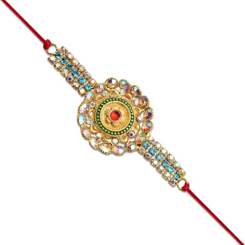 ZIBELL Designer Rakhi Thread Bracelet Set for Brother Bhaiya Bhabhi Traditional Festival of Raksha Bandhan Gift (Multicolor-01 One Size)