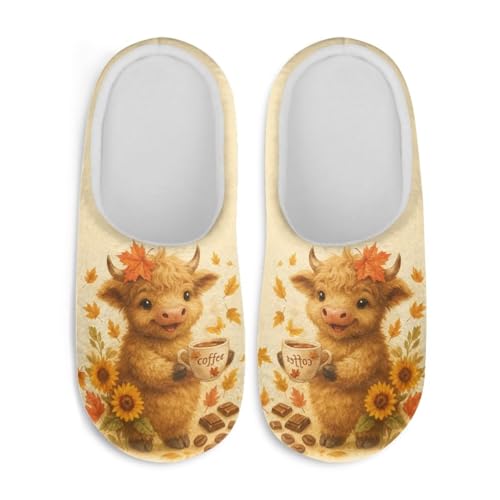 Women's Fall Decor Slippers Warm Fuzzy Soft Cotton Slippers Non-Slip for Ladies Girl Casual