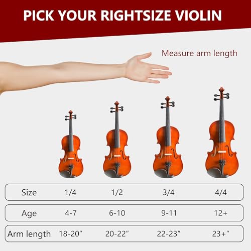Beginner Violin, 4/4 Violin Full Size For Adults,Women,Girls, Fiddle Set For Outdoor Performances, Instructional Demonstrations And Decorative Accents For Hotel,Estaurant Stages(Natural, 4/4) by DDFFEJRE - Image 6