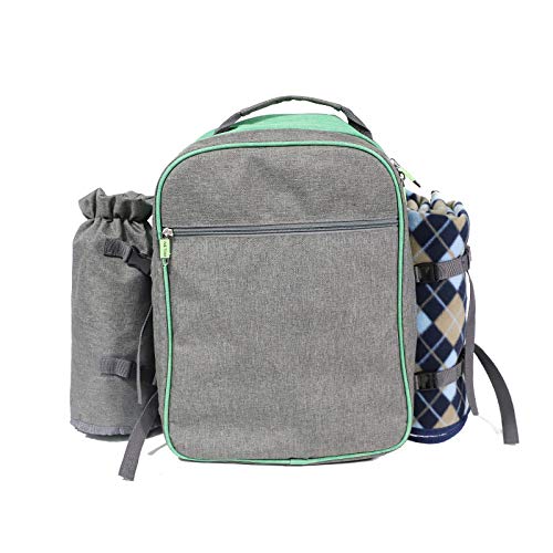 WLOWS 4 Person Picnic Backpack Hamper Cooler Bag con Juego De Mesa Y Manta,B