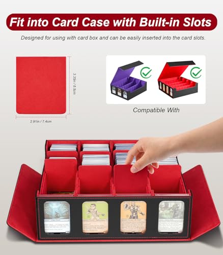 Image of TiMOVO Trading Card Dividers for Commander Deck Boxes with Built-in Slots, 12 PCS Card Supporters Separator for MTG TCG Sports Cards Organizer Box, 2.91x3.35in, Red