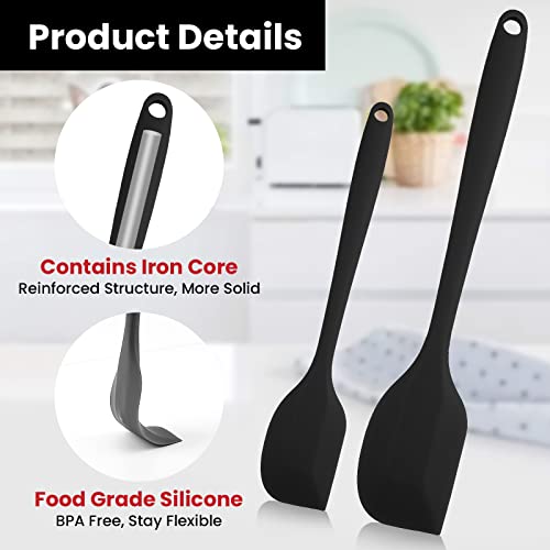 Silicone Spatula, 2 Pcs Spatulas Silicone Heat Resistant, Baking Cooking Spatula Set, Rubber Spatula For Non-Stick Cookware, Dishwasher Safe (Black) #TOP2