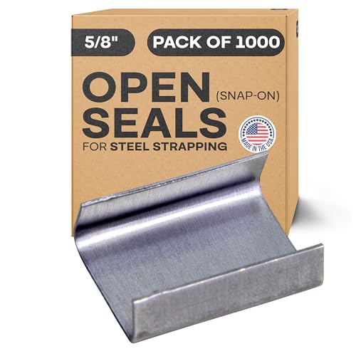 Image of IDL Packaging Open (Snap-On) Seals for 5 /8 inch Strap Width Steel Strapping (Pack of 1000) - Superior Holding Power - Sturdy Metal Clips for Securing Heavy Packaging and Pallet Banding