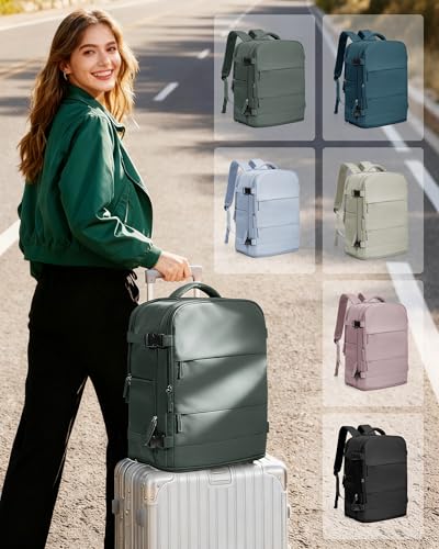 Image of coowoz Travel Backpack Carry On for Women Man Gym Backpack with Laptop Compartment Mochila de Viaje Teacher Personal Item Backpacks Rucksack Airplane Accessories Must Haves Olive Green Small