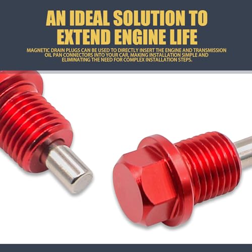 Gseigvee 1 Pack M14 x 1.5 Car Oil Drain Plug Replacement, Durable Metal Vehicle Oil Pan Screw Accessories with Washer, Compatible with Honda Volkswagen Audi Mazda Mitsubishi (Red)
