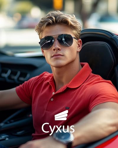 Cyxus Aviator Polarized Sunglasses Men Women,Metal Frame Spring Temples Vintage Retro Style Beach Driving 10482