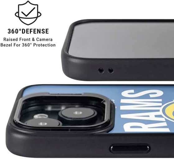 Skinit Kickstand Phone Case Compatible with iPhone 15 Plus - Officially Licensed NFL Los Angeles Rams Helmet Design